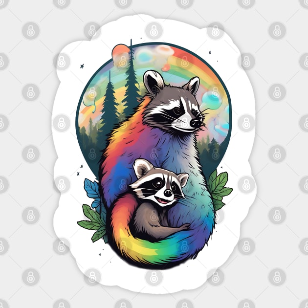 Trash Panda Family Raccoon Family Sticker by JonHale